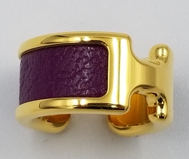 HERMES エルメス イヤーカフオランプ パープル系 ゴールドプレーテッド LIZARD