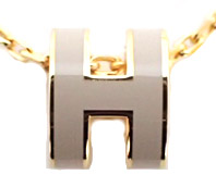HERMESエルメス・ミニポップHネックレス・ MARRON GLACE GOLD H147992 F55