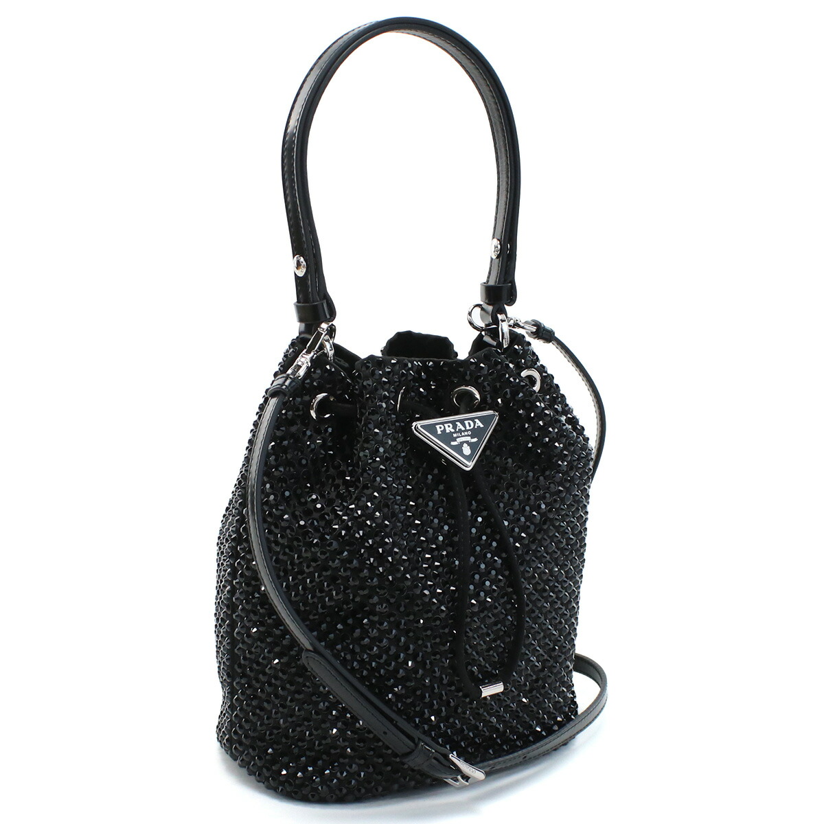 プラダ PRADA  ハンドバッグ　ブランド クリスタル付　ミニ　 1BE067　2AWL V OOO　F0002 NERO ブラック bag-01