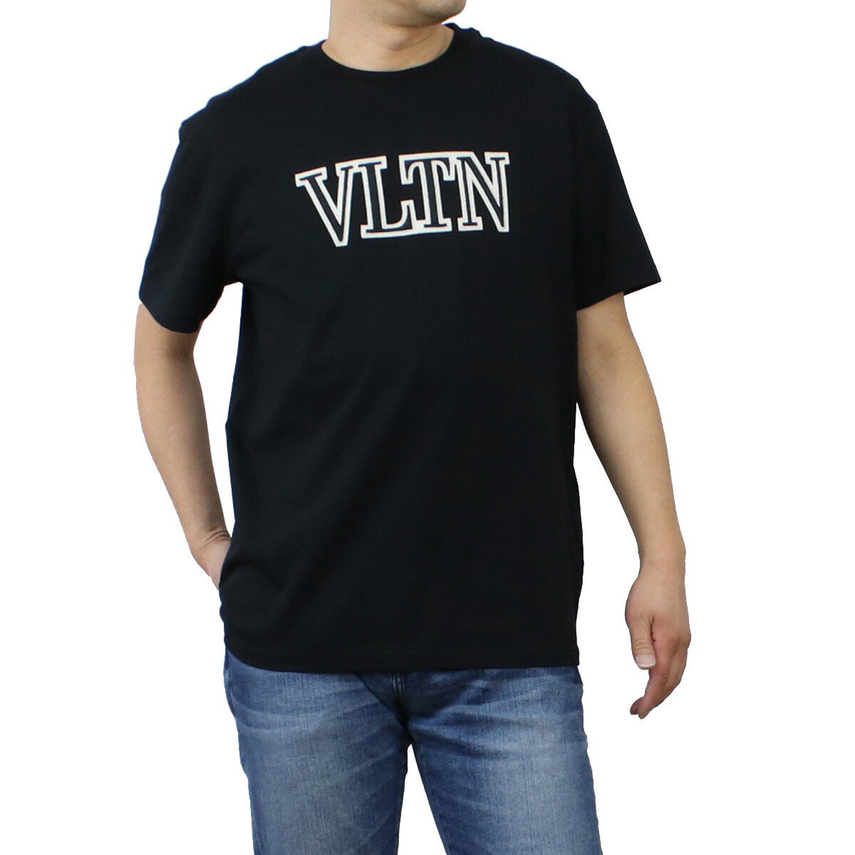 ヴァレンティノ VALENTINO  メンズ Ｔシャツ ブランド ロゴ  1V3MG10V 8RB 0NO ブラック apparel-01 ts-01