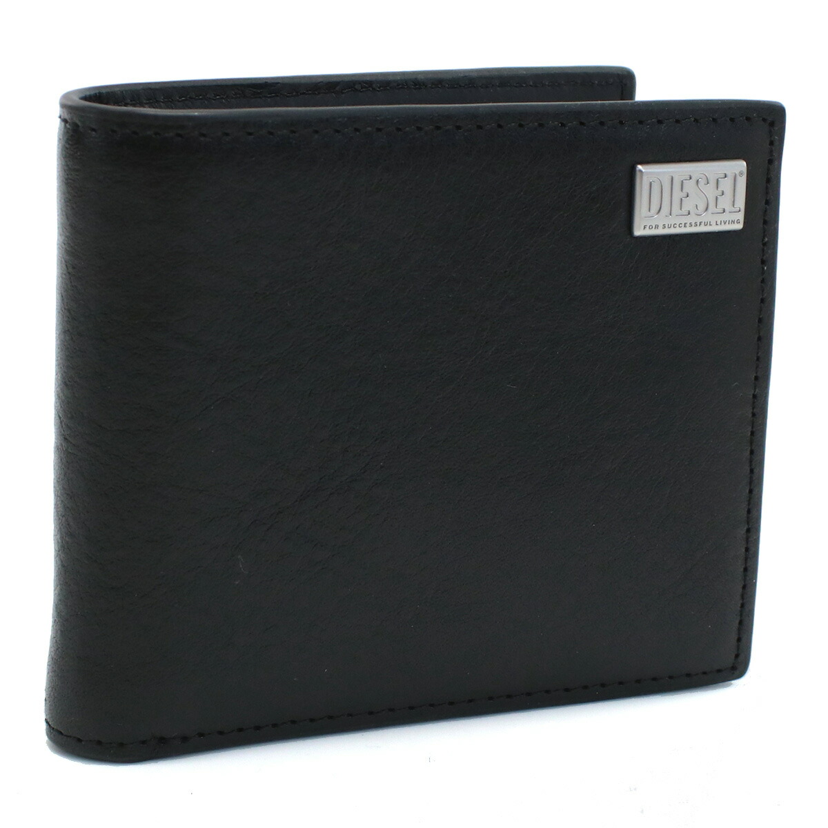 ディーゼル DIESEL  二つ折り財布 小銭入付き レザー ロゴ X09653　P3738　T8013 ブラック wallet-01 mini-01
