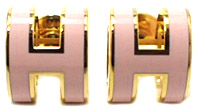 HERMEエルメス ミニポップHピアスROSE DRAGEE GOLD色金具 H608002F