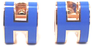 HERMES エルメス ミニポップHピアス BLUE SATURE・SILVER H608002 F073