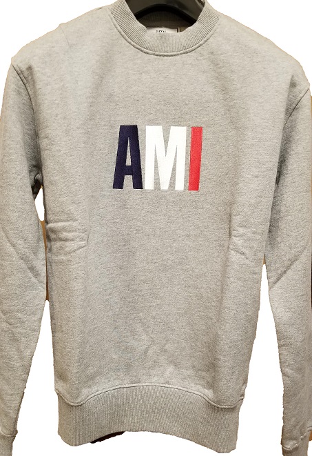 AMI PARIS ロゴ コットンスウェットシャツ・コットン100％・グレー ・ユニセックス