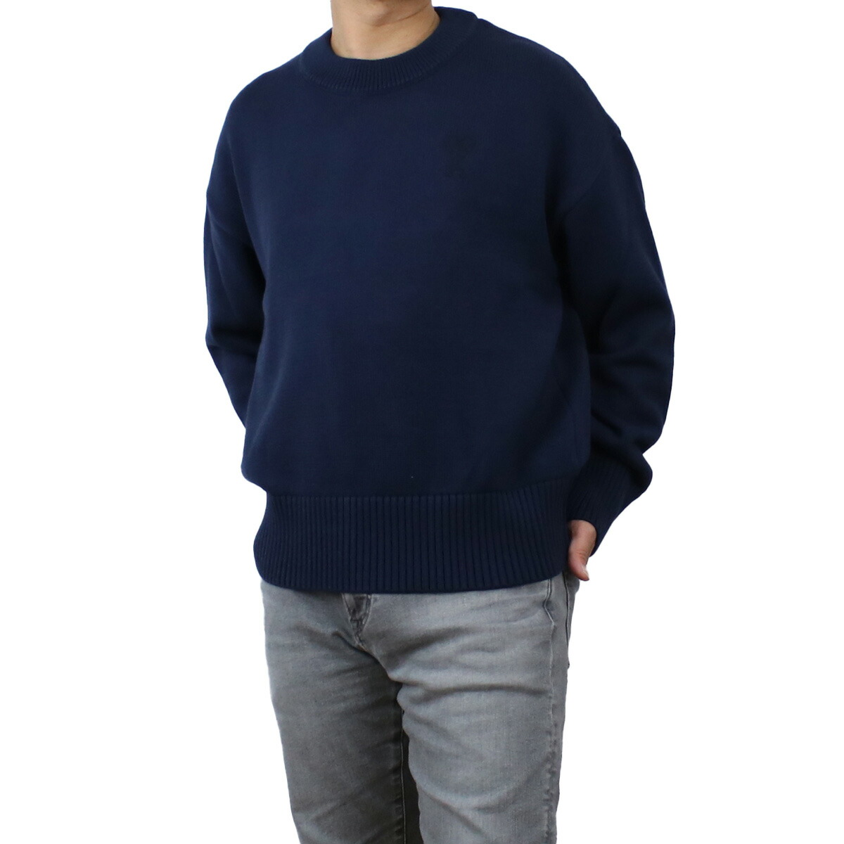 アミパリス AMI PARIS  メンズ－セーター，ニット ブランド UKS008.016 496 BLEU NAUT-BLEU NAUT ブルー系 apparel-01 win-02m