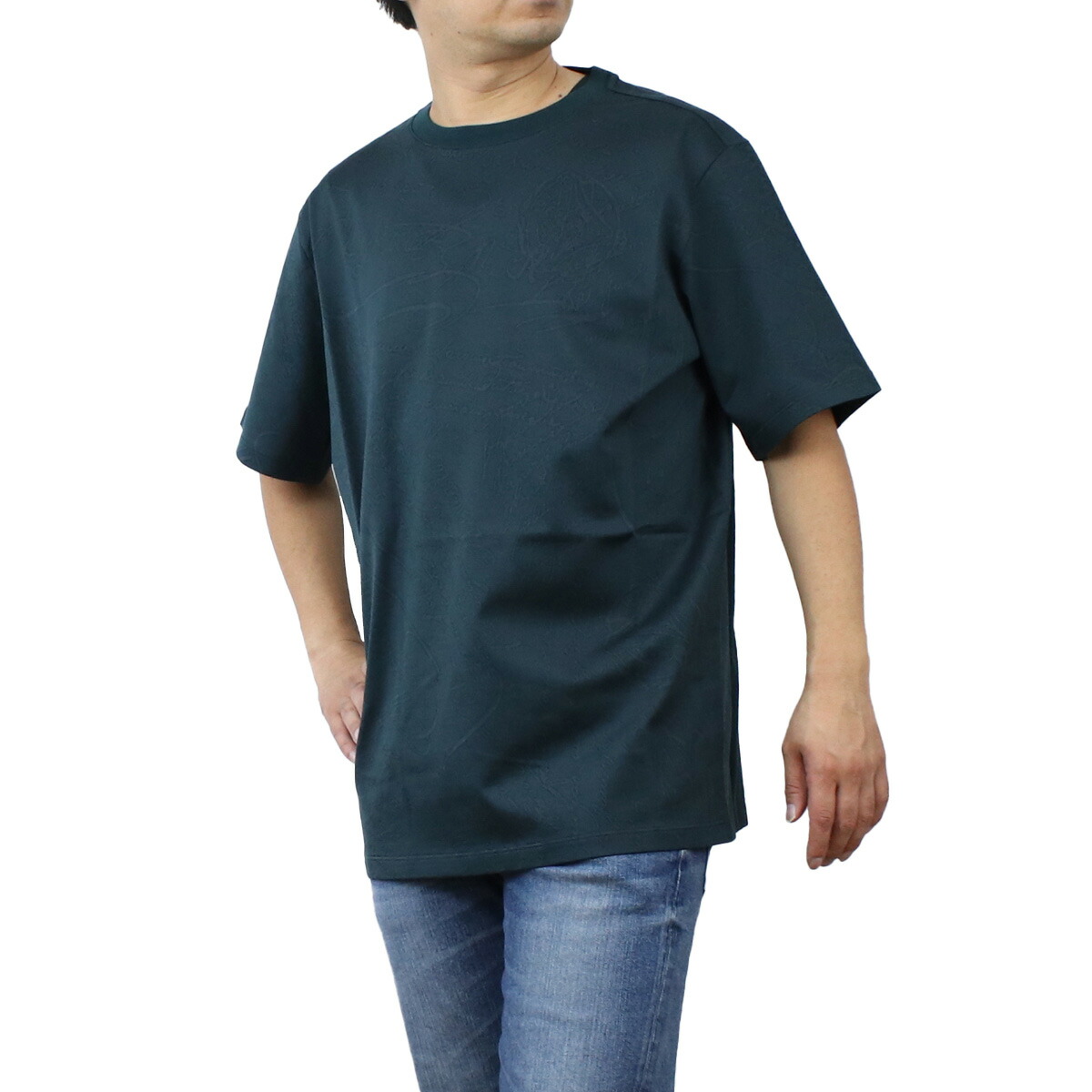 ベルルッティ BERLUTI  メンズ－Ｔシャツ ブランド Green Lettering inlay t-shirt  R23JRS87 003 H16 ALPINE GREEN グリーン系 apparel-01