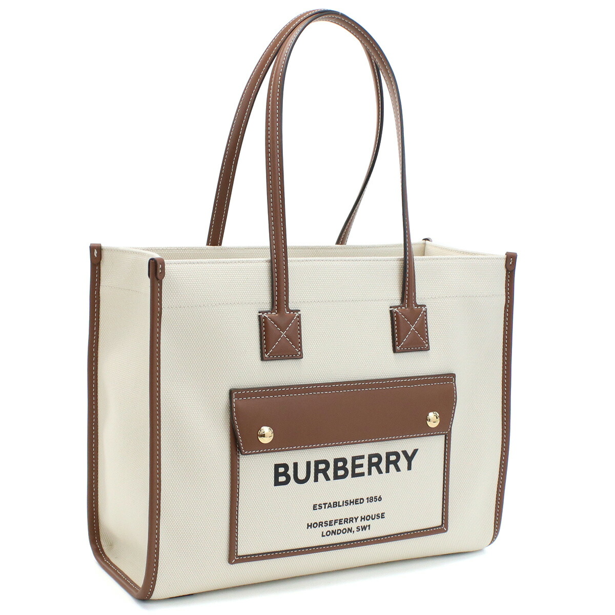 バーバリー BURBERRY  トートバッグ ブランド 通勤 通学 8044138　A1395 NATURAL-TAN ホワイト系 ブラウン系 bag-01