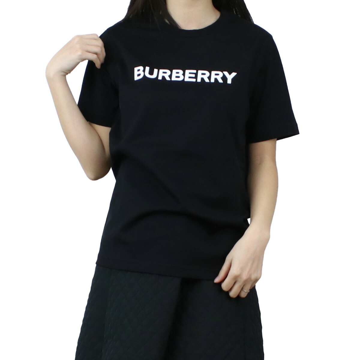 バーバリー BURBERRY  レディース Ｔシャツ ブランド MARGOT BRN 半袖 ロゴ 8055251 A1189 BLACK ブラック apparel-01 ts-01