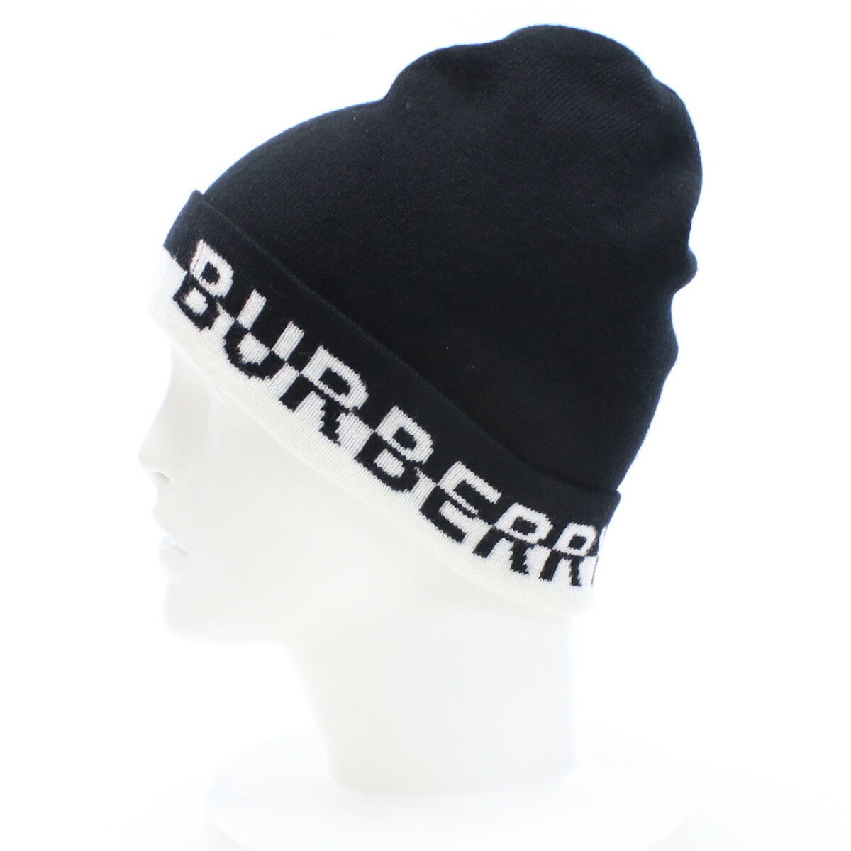 Armerie Boutique バーバリー BURBERRY メンズ－ニット帽 ブランド ロゴ入り 8058054 A1189  BLACK-WHITE ブラック cap-01 warm-02