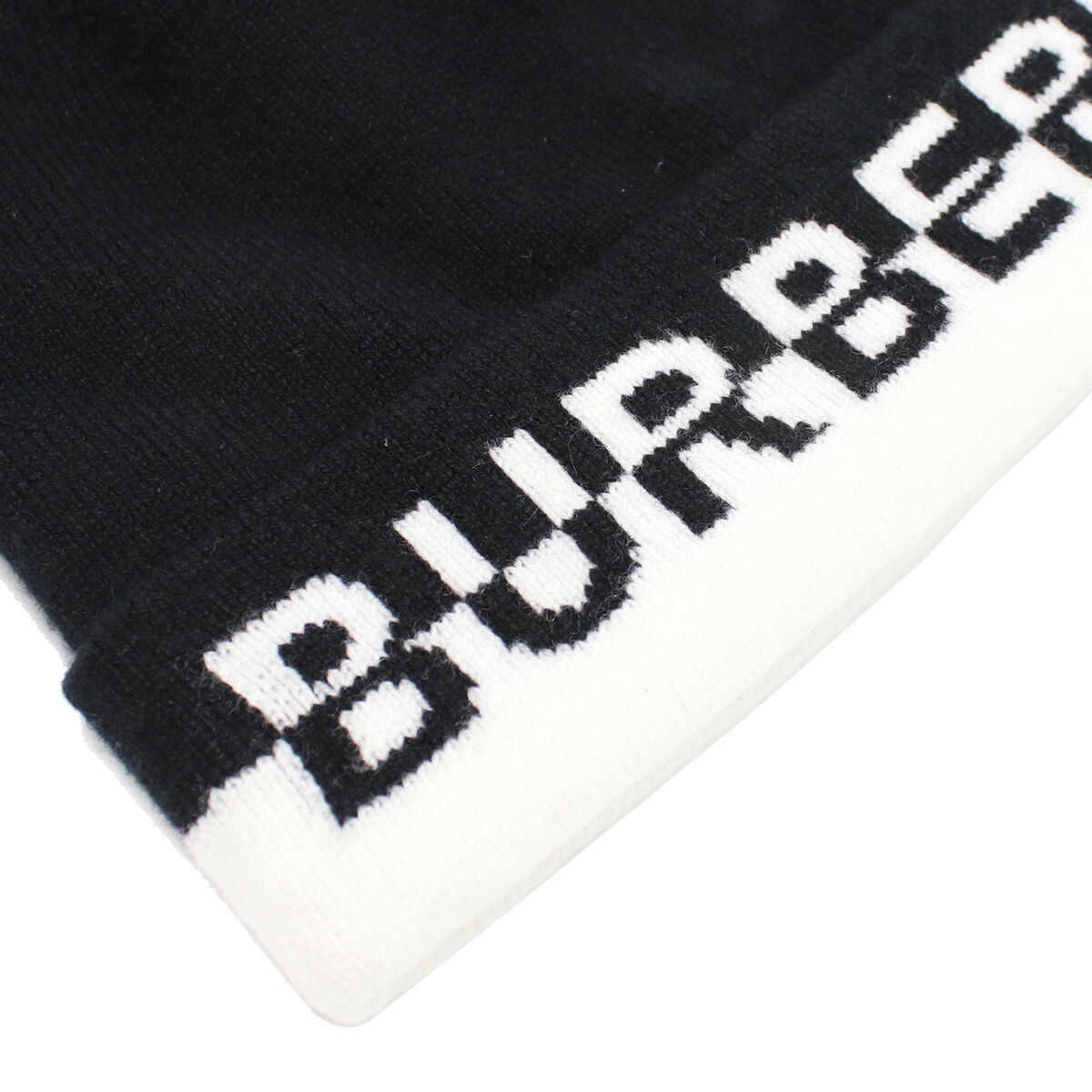 Armerie Boutique バーバリー BURBERRY メンズ－ニット帽 ブランド ロゴ入り 8058054 A1189  BLACK-WHITE ブラック cap-01 warm-02