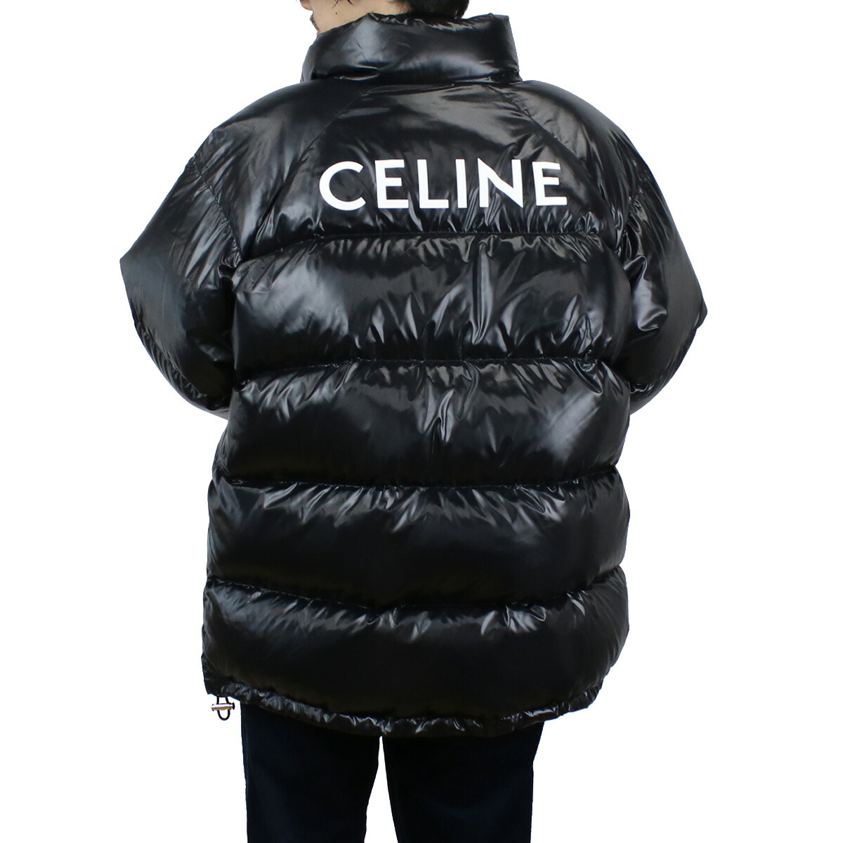 極美品 セリーヌ CELINE ジャケット フィービー期 ラムレザー 裏地総柄 ショート丈 ダブルブレスト レディース アウター 38(M相当) ブラック