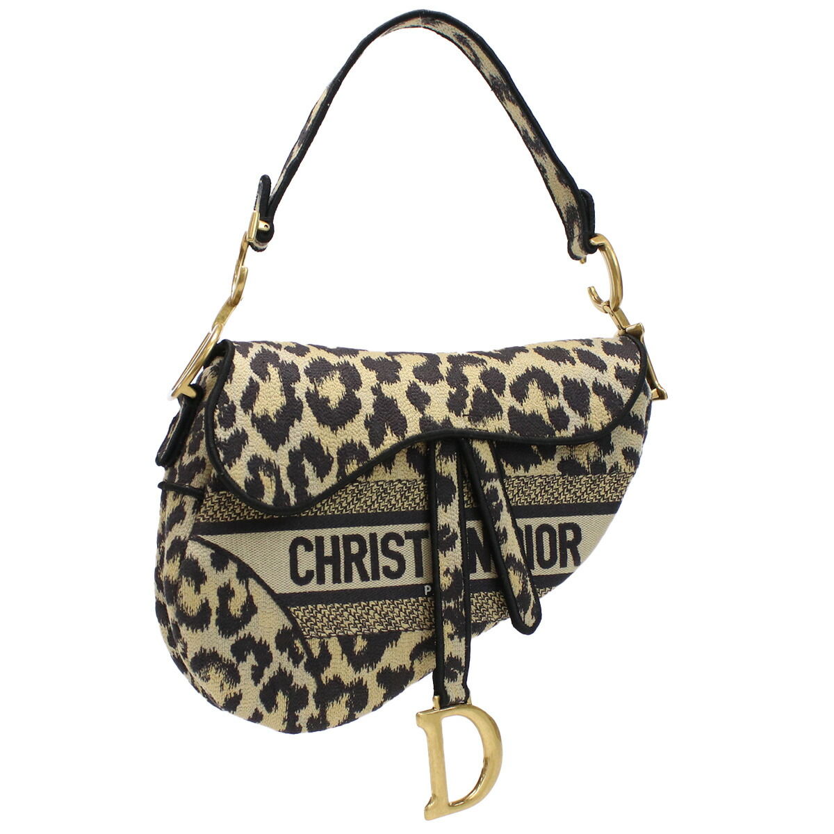 ディオール Christian Dior  ハンドバッグ ブランド mizza サドルバッグ レオパード ロゴ M0446　CRHM　918 ベージュ系 マルチカラー bag-01
