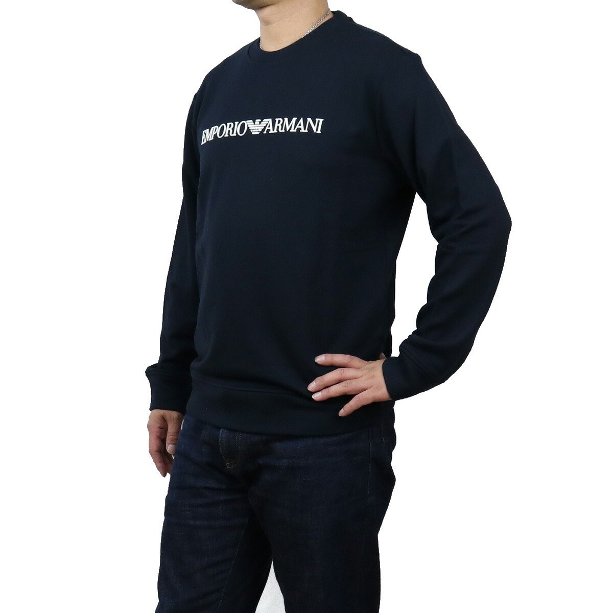 エンポリオ・アルマーニ EMPORIO ARMANI  メンズ－スウェット　ブランドロゴ ブランド スウェット 8N1MR6　1JRIZ　F905 NAVY LOGO ネイビー系 apparel-01