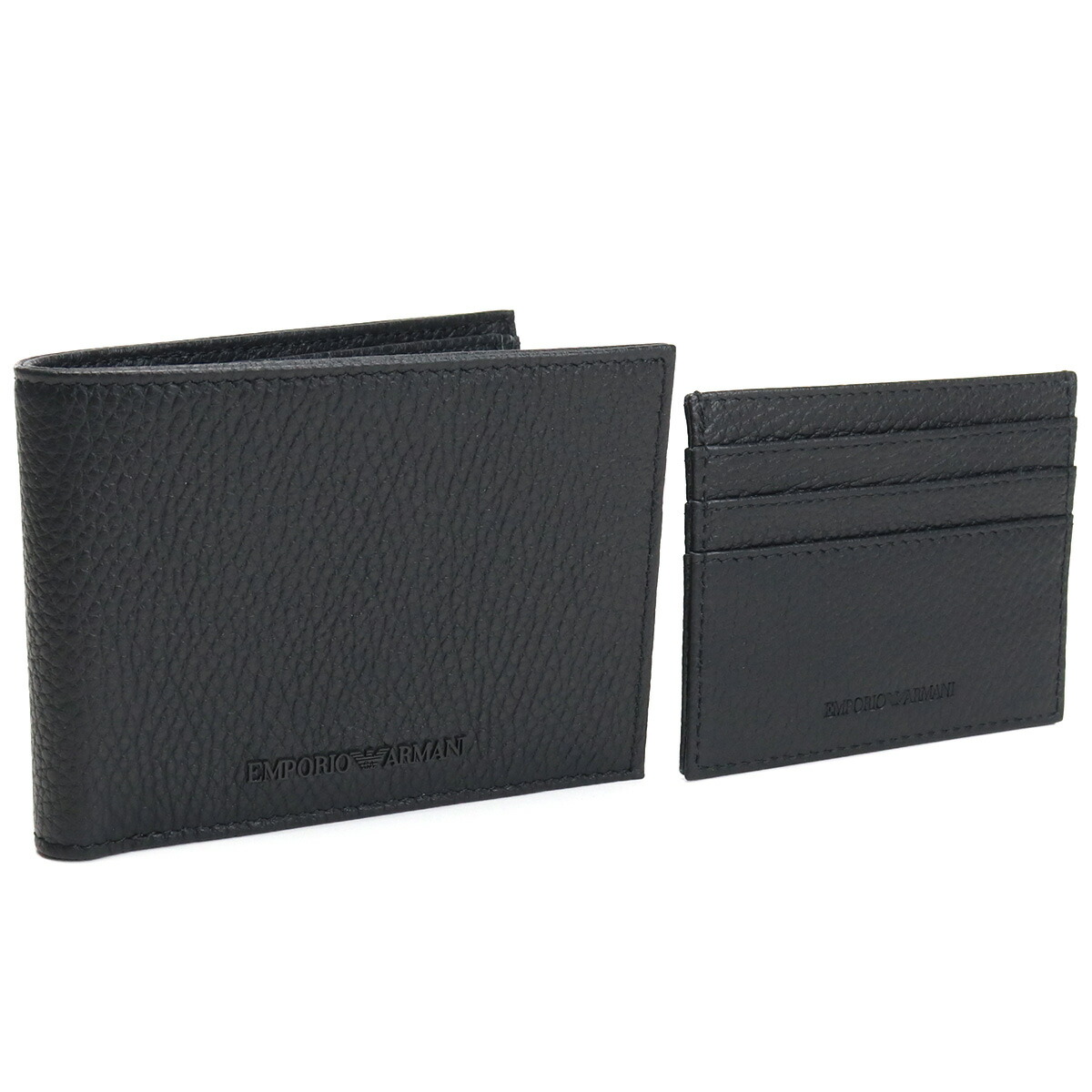 エンポリオ・アルマーニ EMPORIO ARMANI ギフトセット 2つ折り財布 カードケース 2個セット Y4R378　Y068E　80001 BLACK ブラック gsm-2