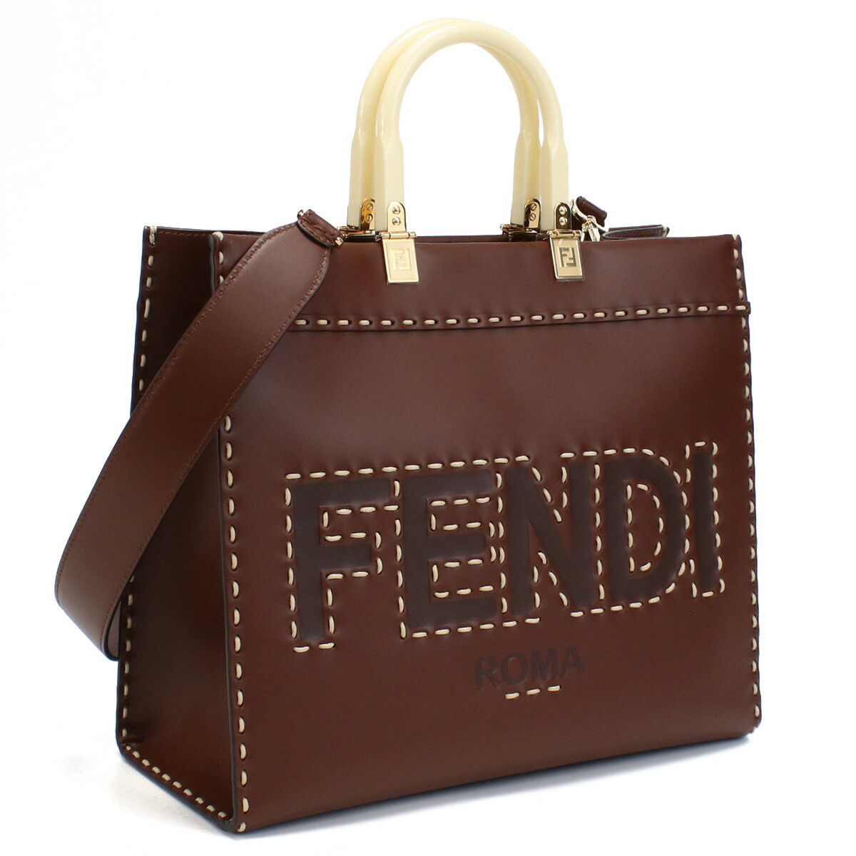 フェンディ FENDI  トートバッグ ブランド ロゴ ショルダー付 8BH386 AFL5 F1E8Q ブラウン系 bag-01