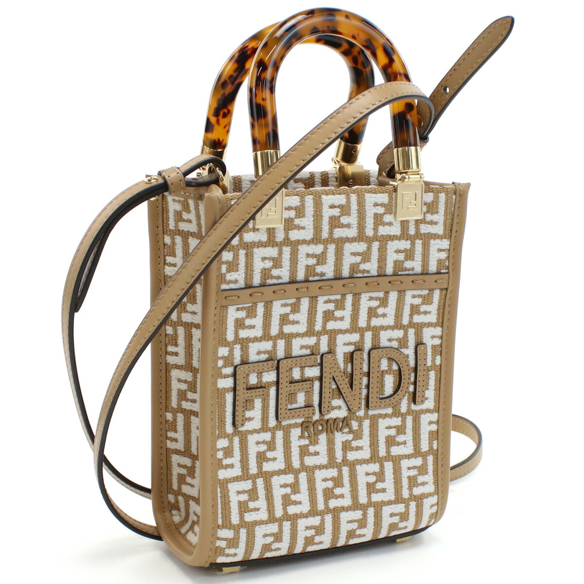 フェンディ FENDI  トートバッグ 2WAY 8BS051　AQ0X　F1MB1 SUNSHINE SHOPPER MINI ブラウン系 ホワイト系 bag-01 gif-03w