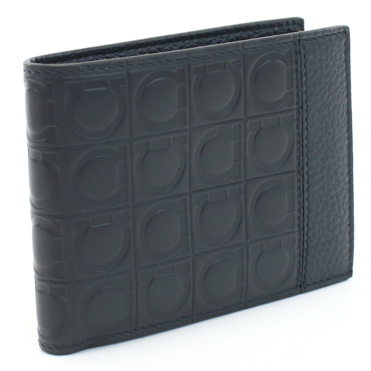 フェラガモ FERRAGAMO  二折財布 ブランド メンズ 66-A144 0689076　LAVAGNA ネイビー系 wallet-01 mini-01