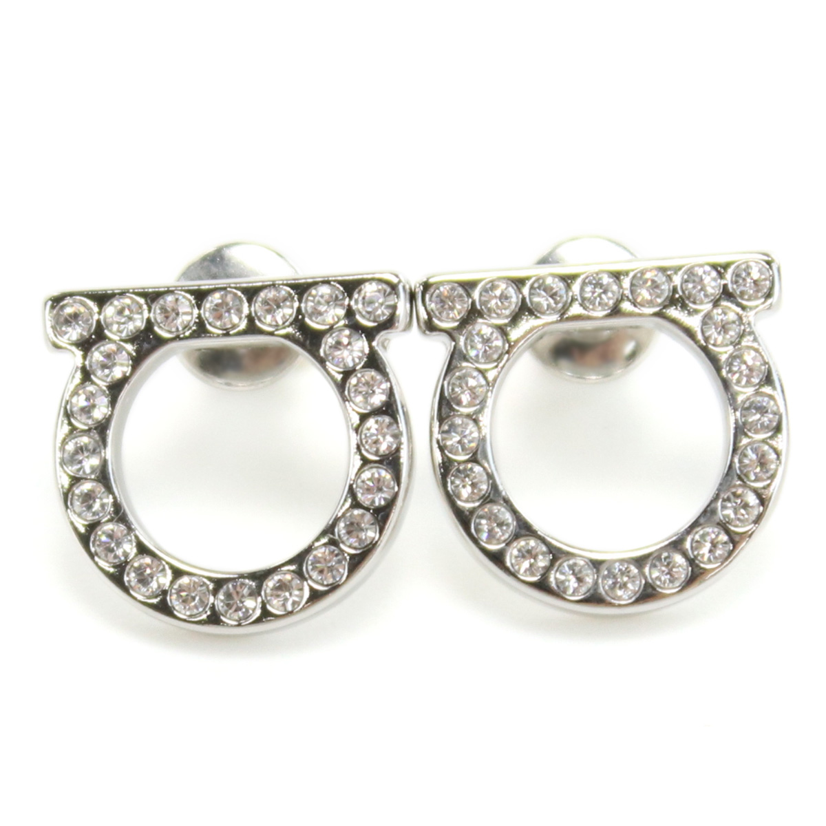 フェラガモ FERRAGAMO  ピアス　ガンチーニ　ブランド76-0122 0696574　CRY-PLDL 12Dシルバー系　accessory-01