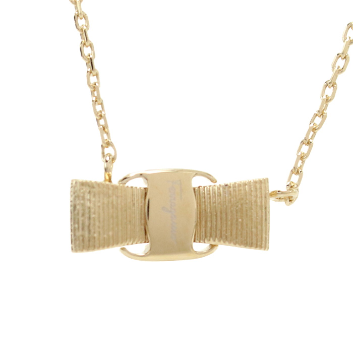 フェラガモ FERRAGAMO  ヴィラリボン ネックレス ブランド76-0547 0998985　OROゴールド系 accessory-01