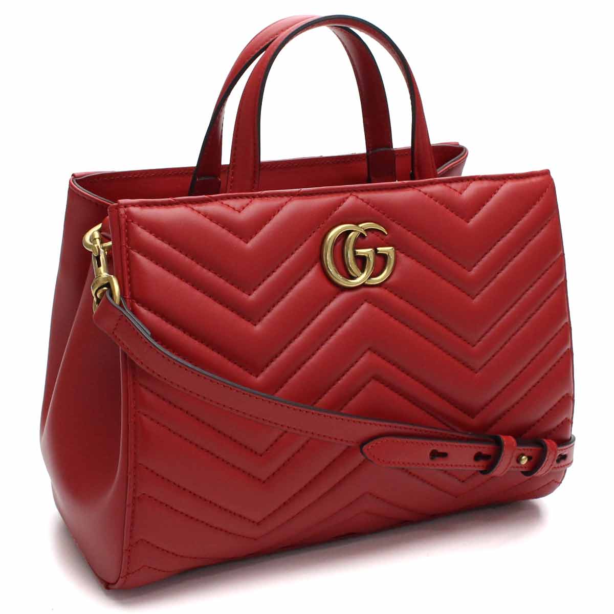 グッチ (GUCCI) GG MARMONT キルティングレザー 2way ハンドバッグ 448054 DTD1T 6433 レッド系 レディース