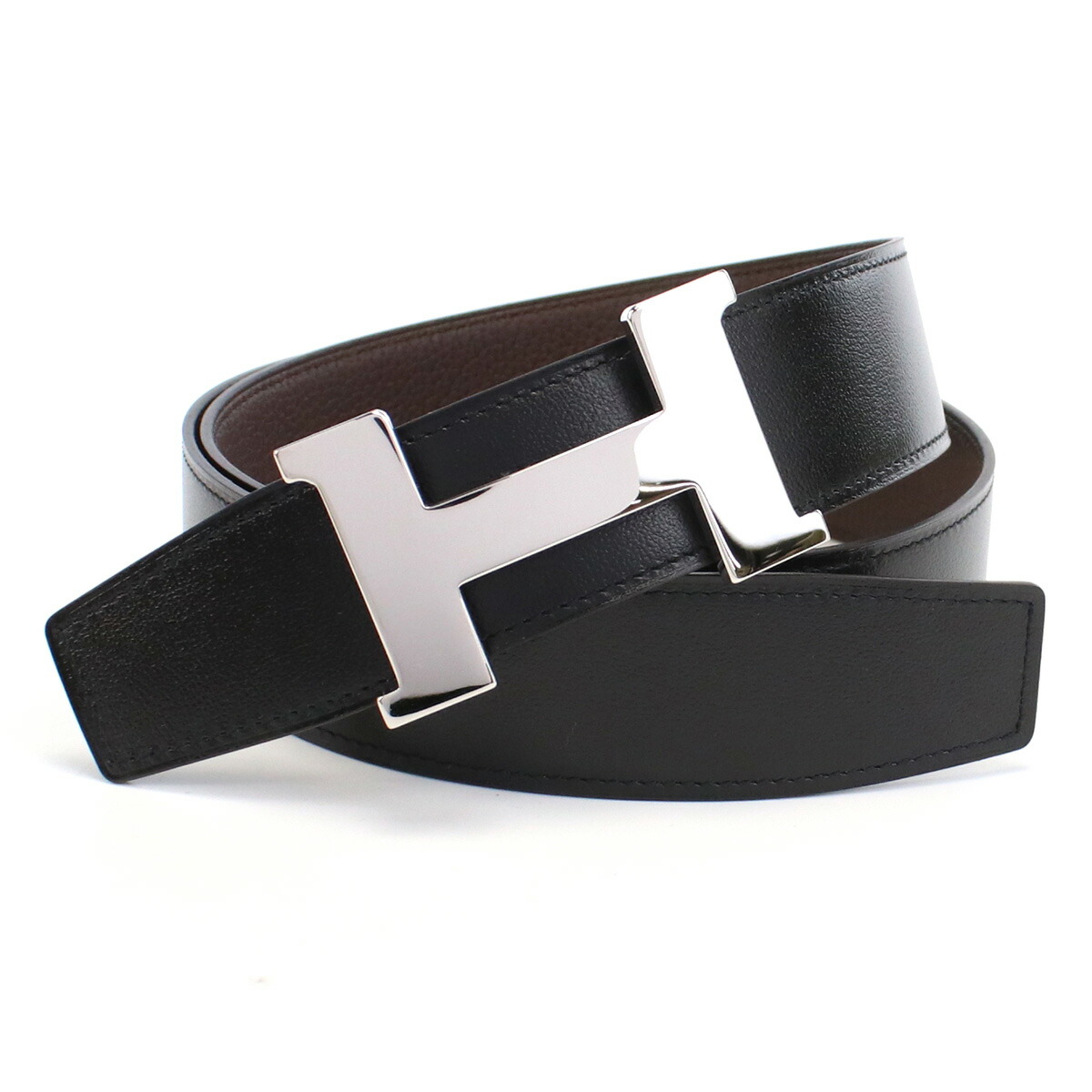 エルメス HERMES  メンズベルト ブランド Hロゴ ｺﾝｽﾀﾝｽ 5382 BOXｶｰﾌ-ﾄｺﾞ NOIR-ｼｮｺﾗ ブラック ブラウン系 belt-01 24_sum