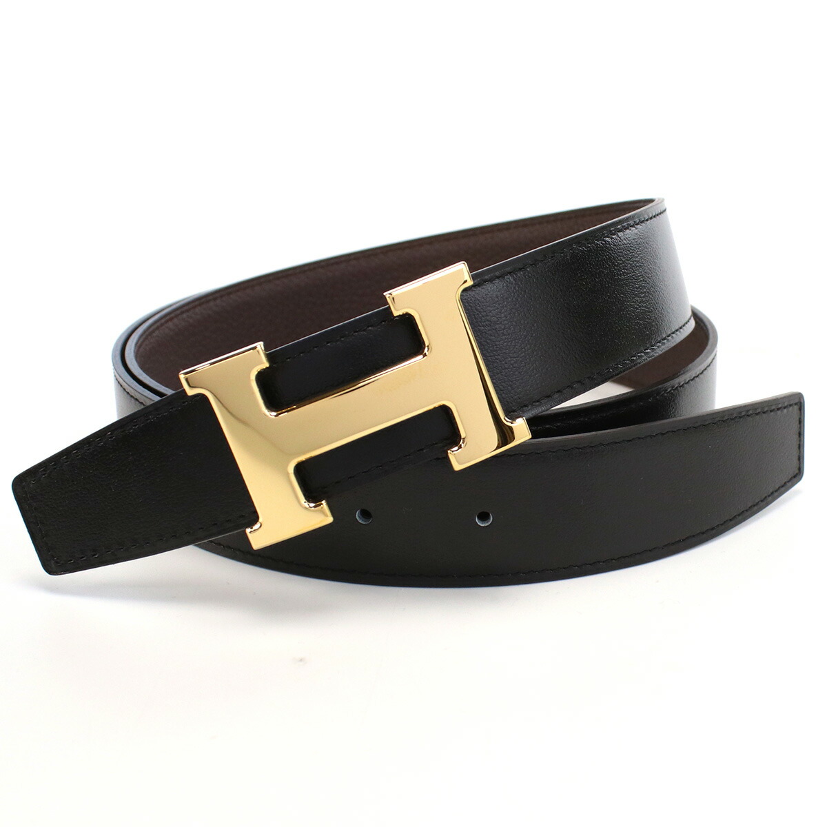 エルメス HERMES  メンズベルト ブランド Hロゴ H BOXｶｰﾌ-ﾄｺﾞ NOIR-ｼｮｺﾗ ブラック ブラウン系 belt-01 24_sum