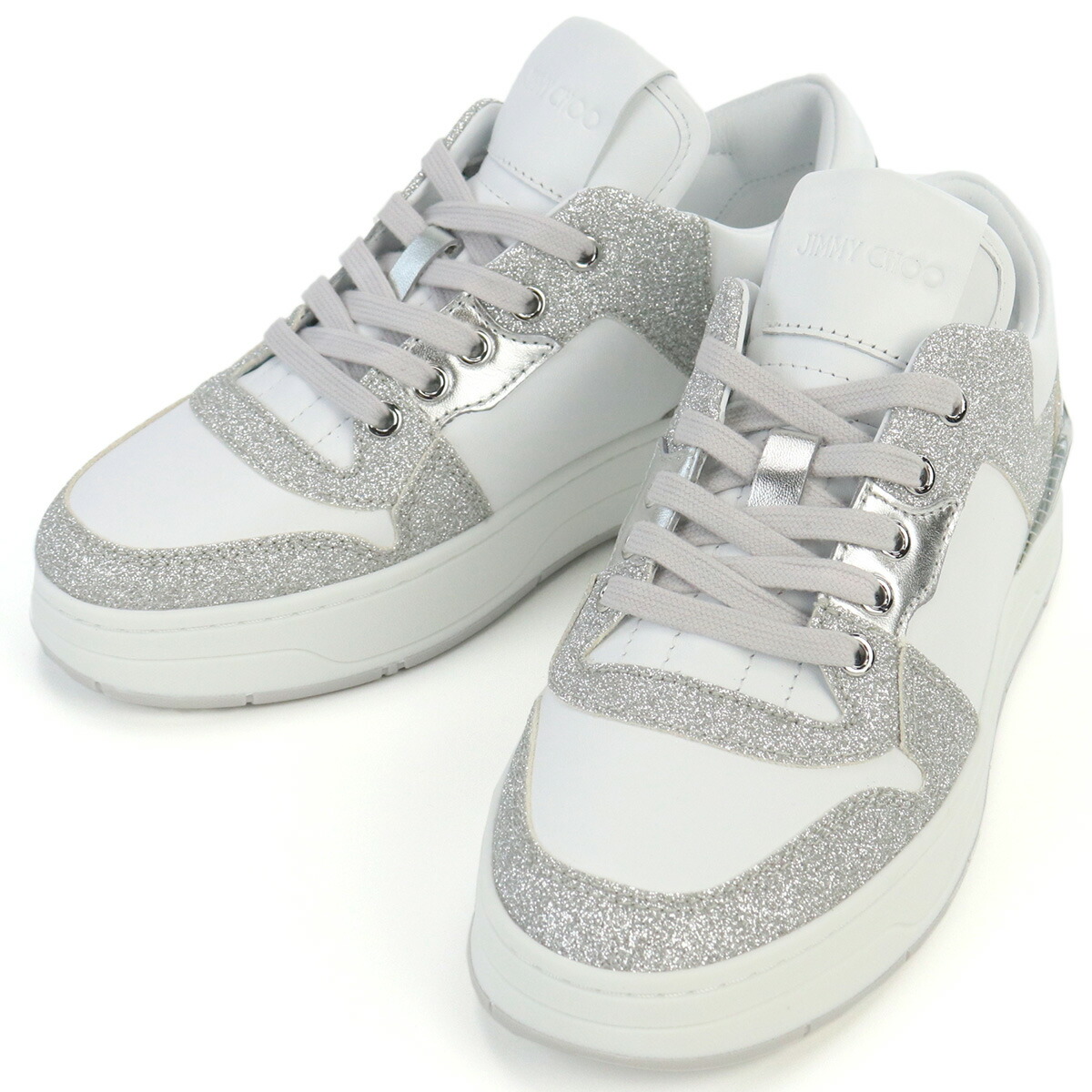 ジミーチュウ JIMMY CHOO  レディース スニーカー ブランド  FLORENT-F　QYA 232　X SILVER-WHITE ホワイト shoes-01