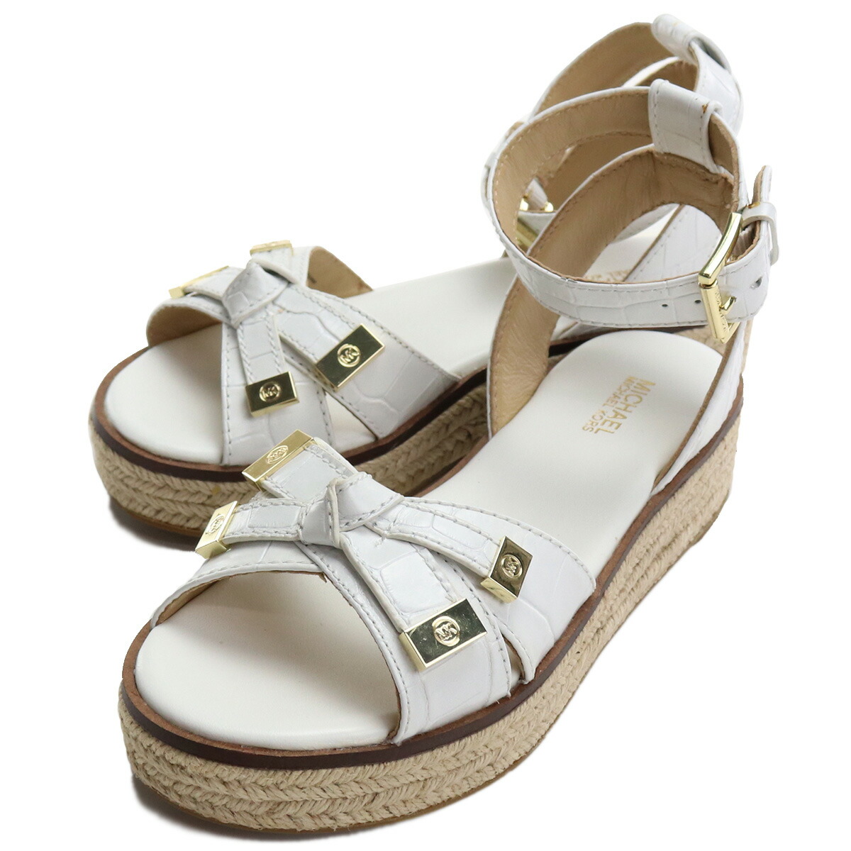マイケルコース MICHAEL KORS  サンダル 40S0RIFA1E EMBOSSED LEATHER OPTIC WHITE ホワイト系 mks-01 shoes-01