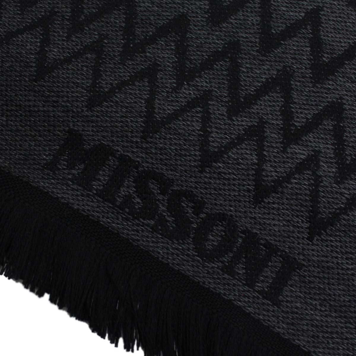 ブランドプラス ミッソーニ MISSONI ウール マフラー 0828 ブラック グレー系 メンズ レディース warm-01 SSサーチ