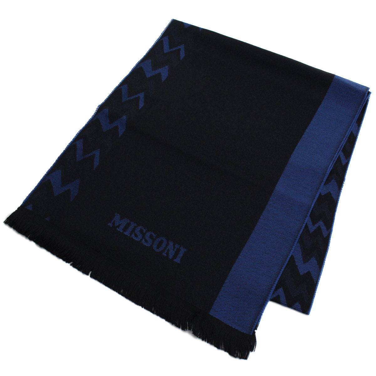 ミッソーニ MISSONI ウール マフラー 0831 3 ブラック ブルー系 メンズ レディース warm-01 SSサーチ