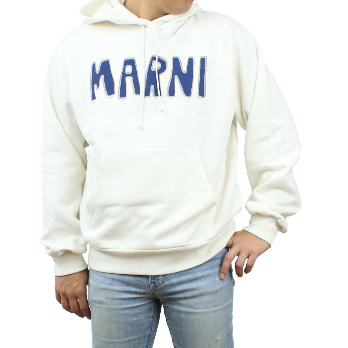 マルニ MARNI  メンズ－パーカー ブランド タクタイルレタリング ロゴ FUMU0073P5 USCU55 CLW03 ホワイト系 apparel-01