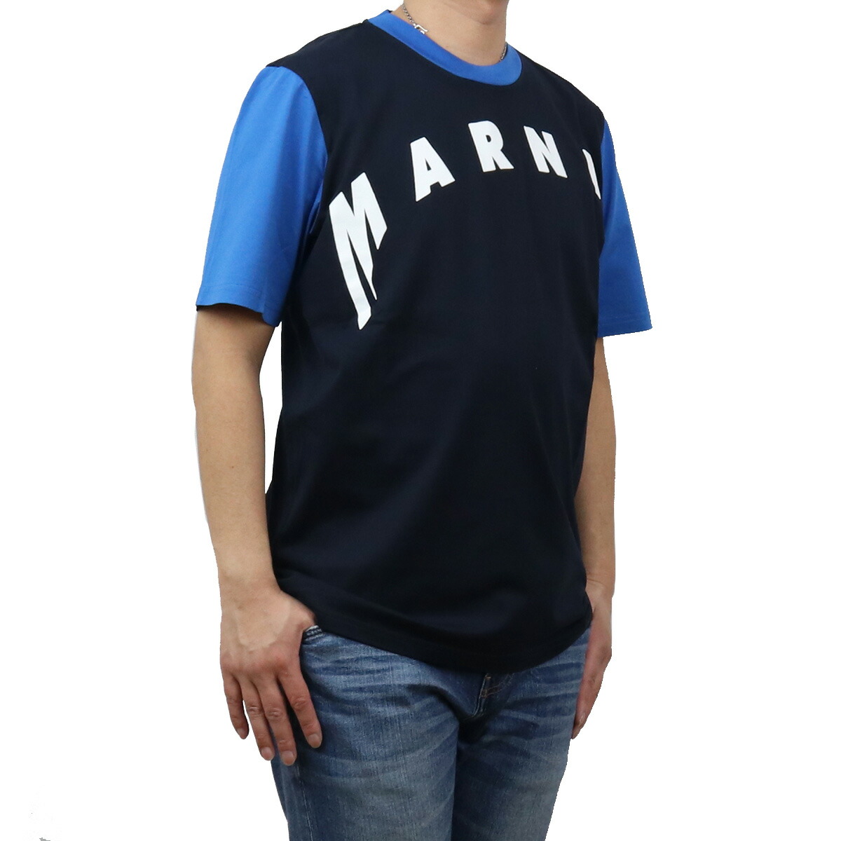 マルニ MARNI メンズ－Ｔシャツ HUMU0200PQ S23727 Y4423 ネイビー系 bos-22 apparel-01 メンズ