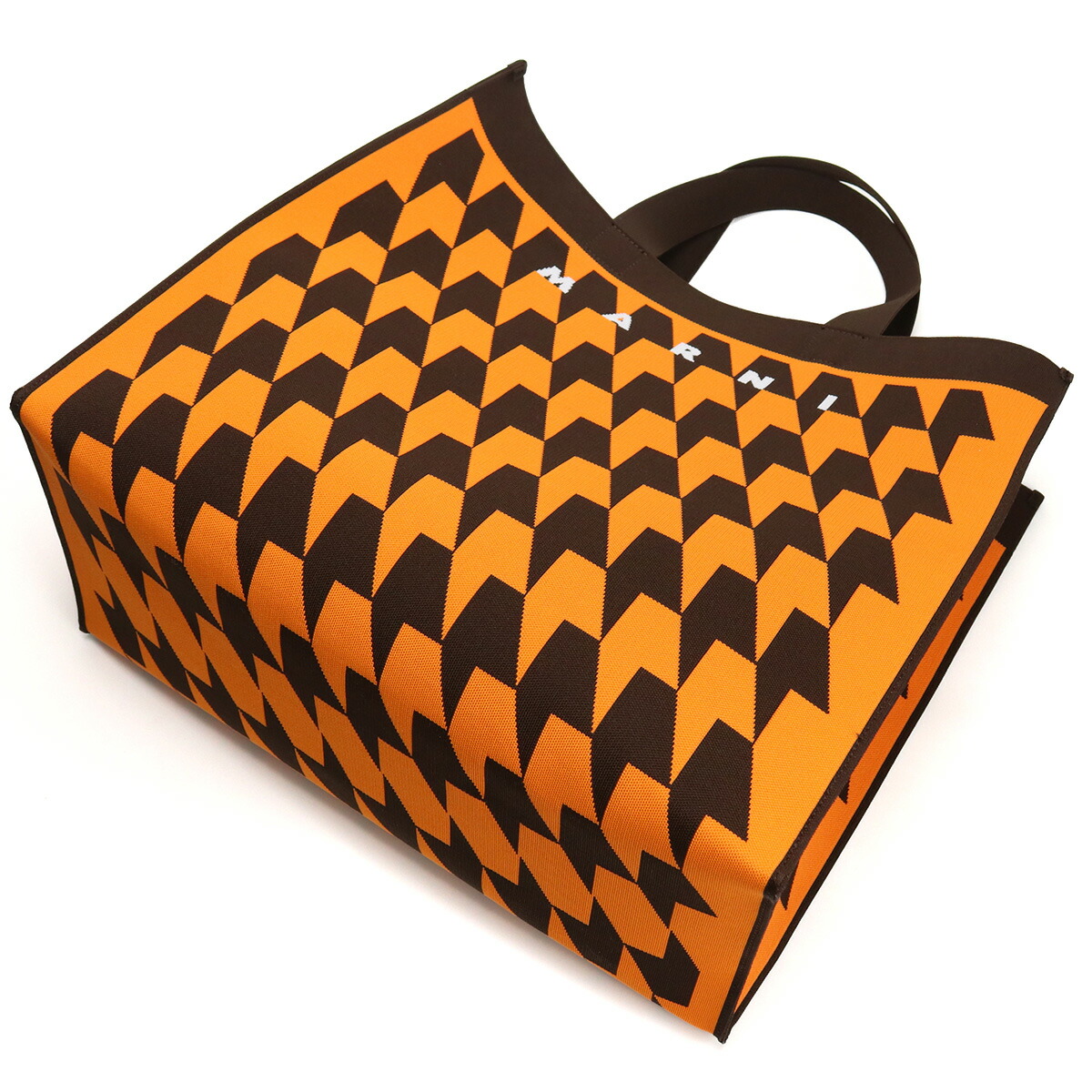 Armerie Boutique マルニ MARNI ブランド トートバッグ ショッピングバッグ 大容量 SHMP0073A1 P4556  Z2L37 オレンジ系 ブラウン系 bag-01