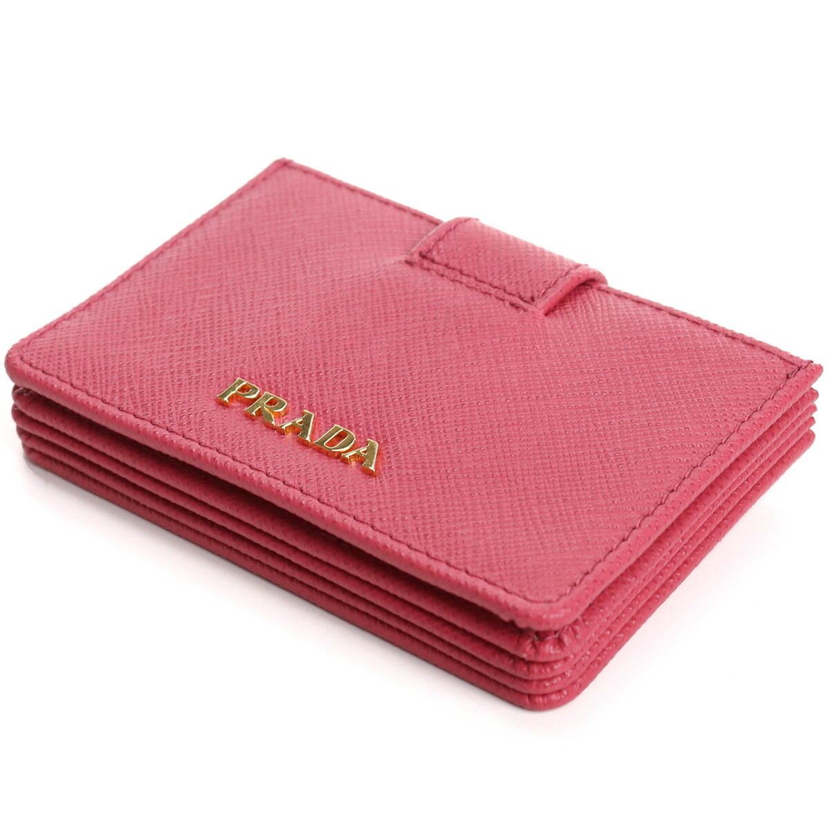 白 フリル付 【人気】プラダ フラグメントケース ピンク サフィアーノ