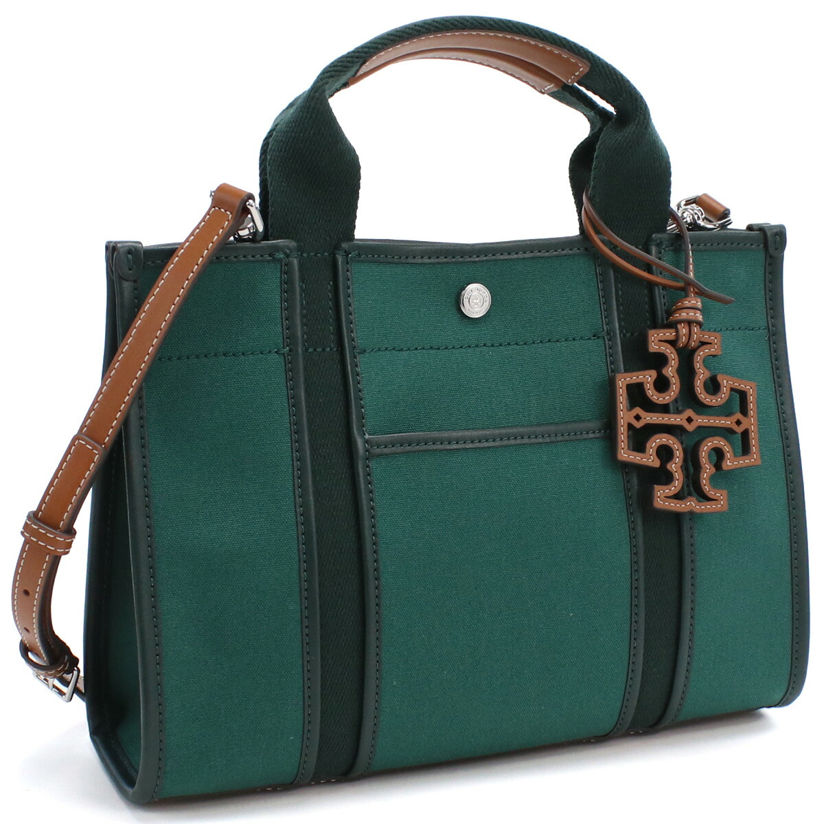 トリーバーチ TORY BURCH TWILL トートバッグ ブランド ショルダー付き 142577 300 DEEP GREEN グリーン系 bag-01