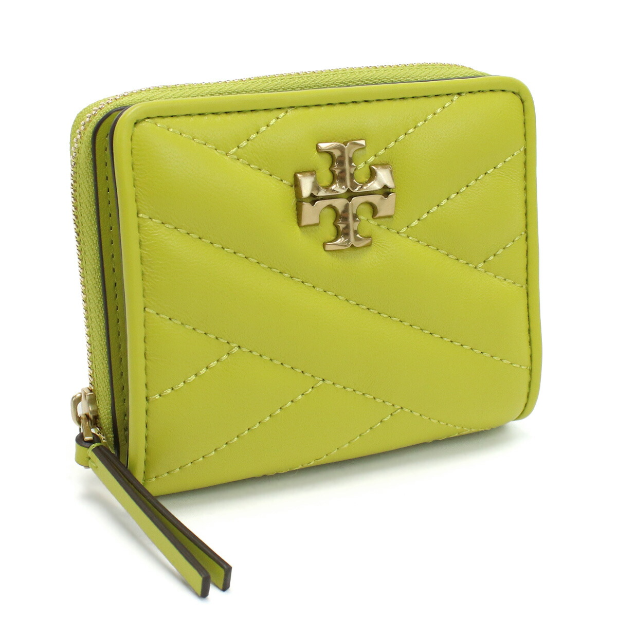 トリーバーチ TORY BURCH  二折財布小銭入付き　ブランド 90344　702 ISLAND CHARTREUSE グリーン系　wallet-01　mini-01