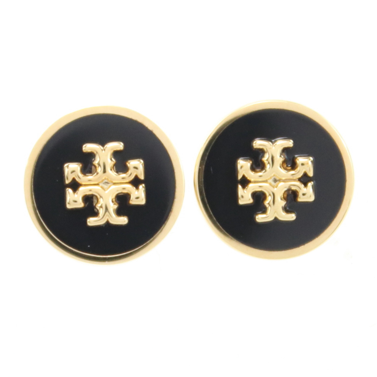 トリーバーチ TORY BURCH  ピアス　 レディース キラ エナメル サークルスタッズ90547　720TORY GOLD-BLACK ブラック　accessory-01